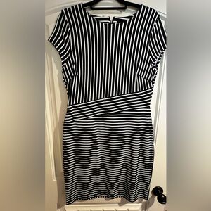 Banana Republic Monochrome Striped Midi Dress